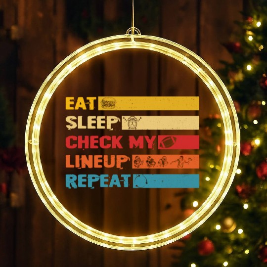 Fantasy Football Eat Sleep Check My Lineup LED Christmas Window Lights