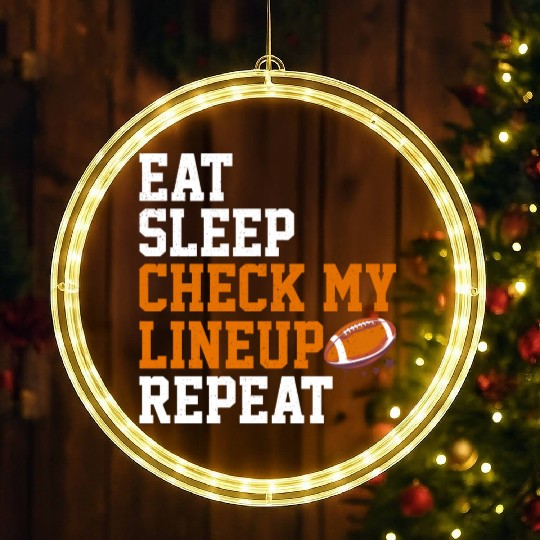 Fantasy Football Eat Sleep Check My Lineup Draft LED Christmas Window Lights