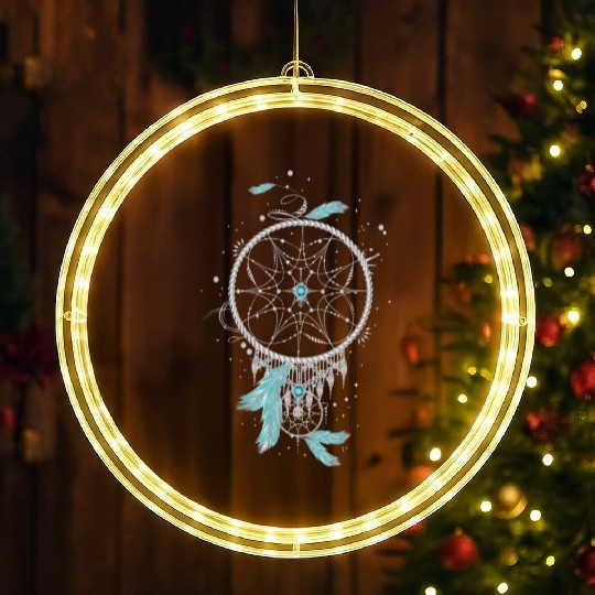 filigree ethno dream catcher made of silver colors LED Christmas Window Lights