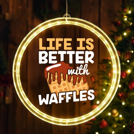 Life is Better with Waffles Waffle Pancakes LED Christmas Window Lights