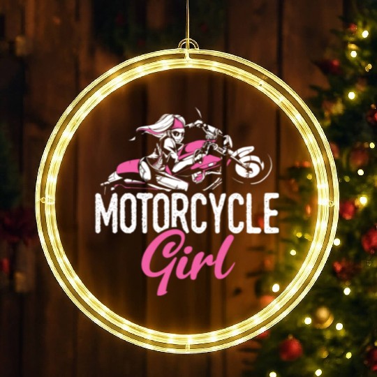 Motorcycle Girl Bike Motor Motorcycle LED Christmas Window Lights