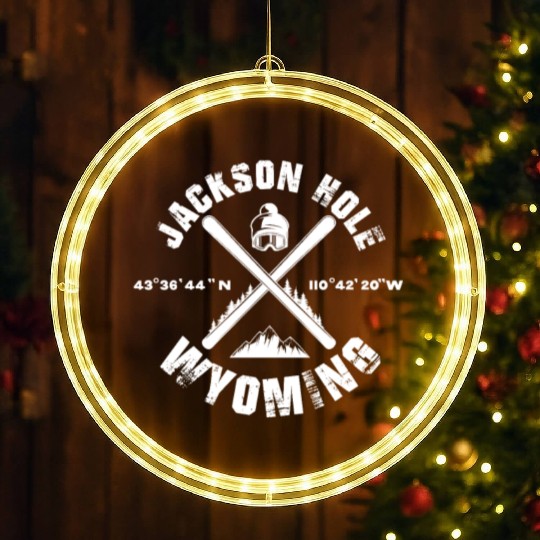 Jackson Hole Wyoming, Skiing LED Christmas Window Lights