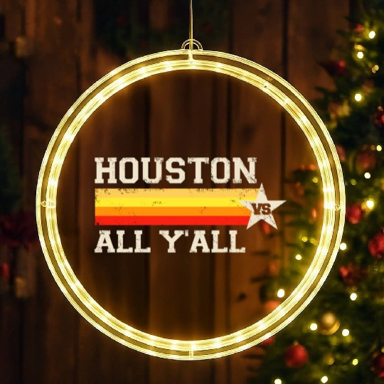 Houston vs All Y'all Vintage Stripe Texas Baseball LED Christmas Window Lights