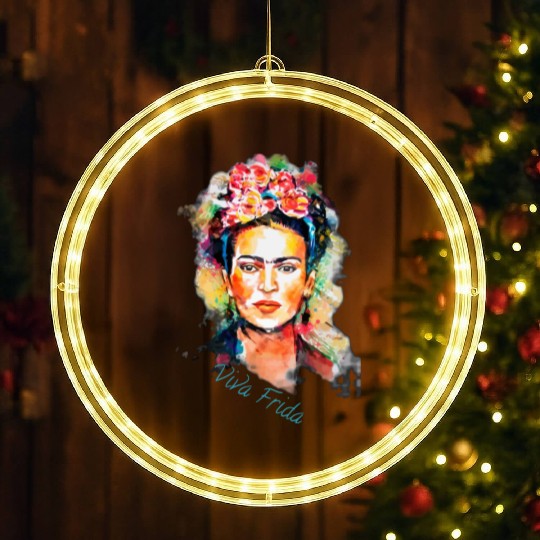 Frida Kahlo Viva Frida Bold And Beautiful Watercol LED Christmas Window Lights