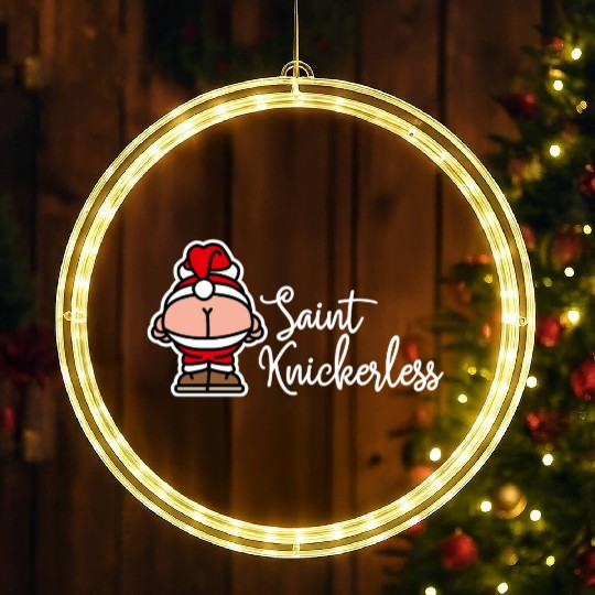 St. Knickerless funny Santa Claus Christmas puns LED Christmas Window Lights