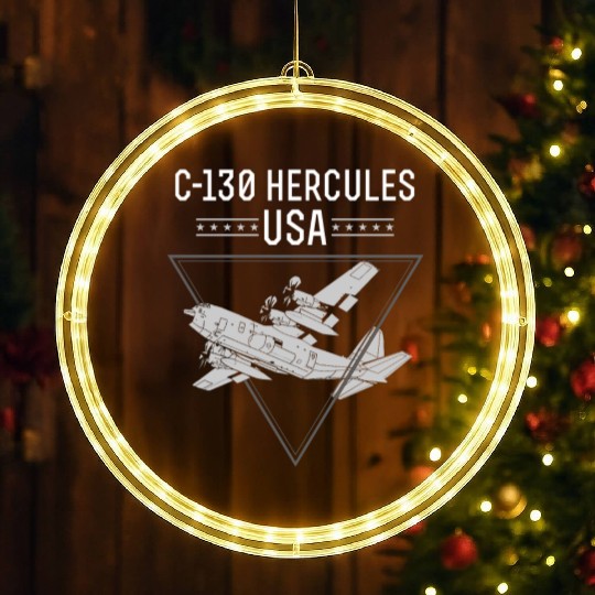 C 130 Hercules US Airborne Fighter Pilot LED Christmas Window Lights