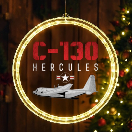 C 130 Hercules US Airborne Fighter Pilot LED Christmas Window Lights