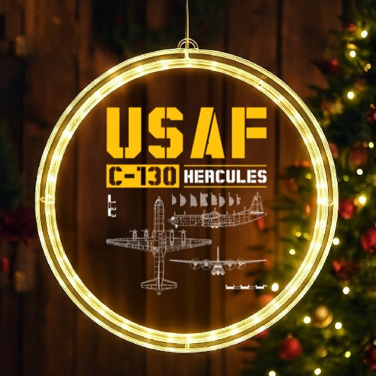 C 130 Hercules US Airborne Fighter Pilot LED Christmas Window Lights