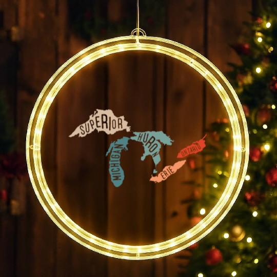 Great lakes USA, Michigan Lake Erie Lake LED Christmas Window Lights