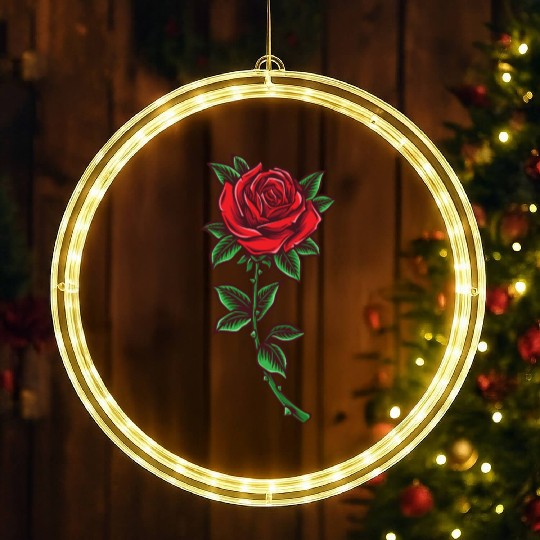 Red rose, Rose stem LED Christmas Window Lights