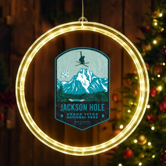 Jackson Hole Ski Badge LED Christmas Window Lights
