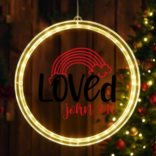 Loved john 3 16 Valentine Day Bible Verse Text Art LED Christmas Window Lights
