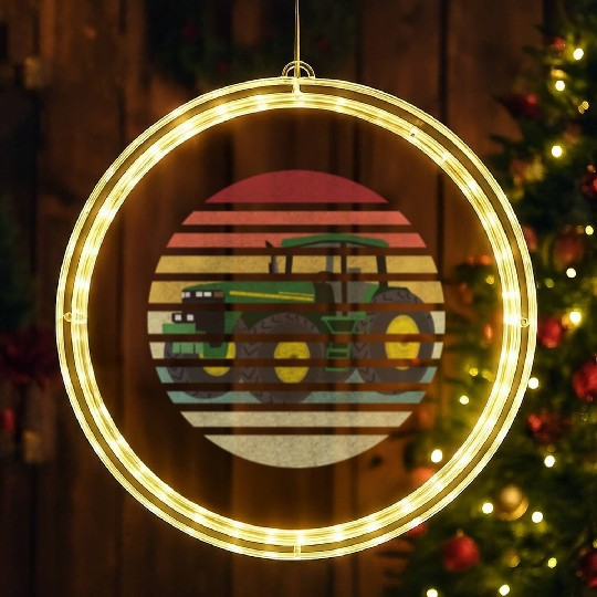 Farmer Tractor Agriculture LED Christmas Window Lights