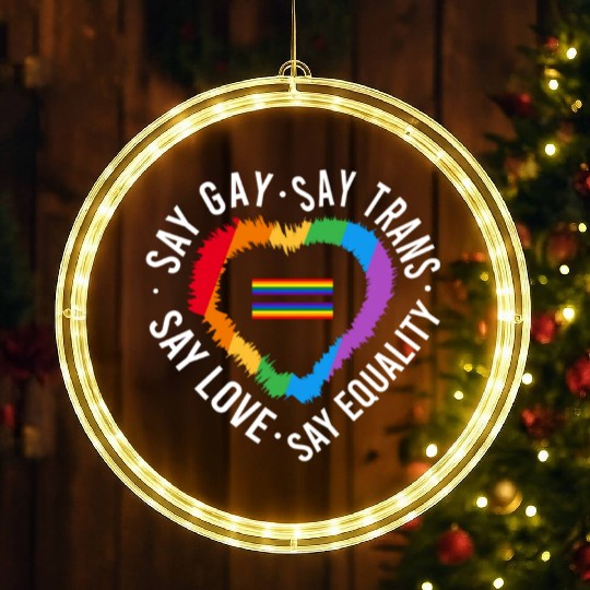 LGBT Transgender Pride Flag Gift Say Gay Say Trans LED Christmas Window Lights