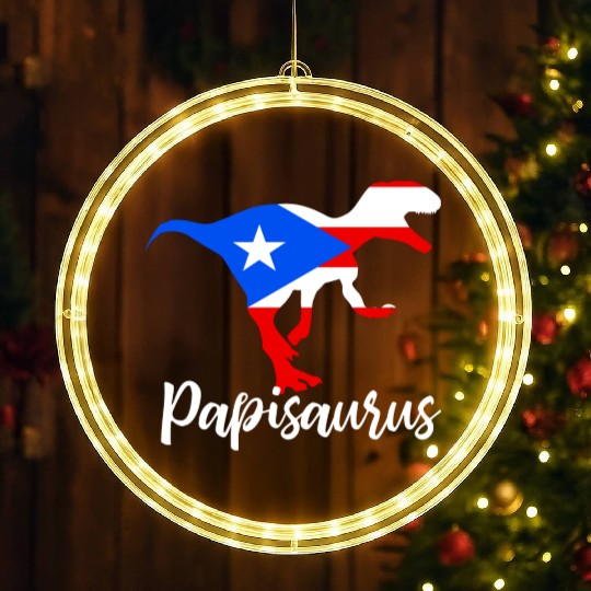 Papisaurus Puertorican Dinosaur Design LED Christmas Window Lights
