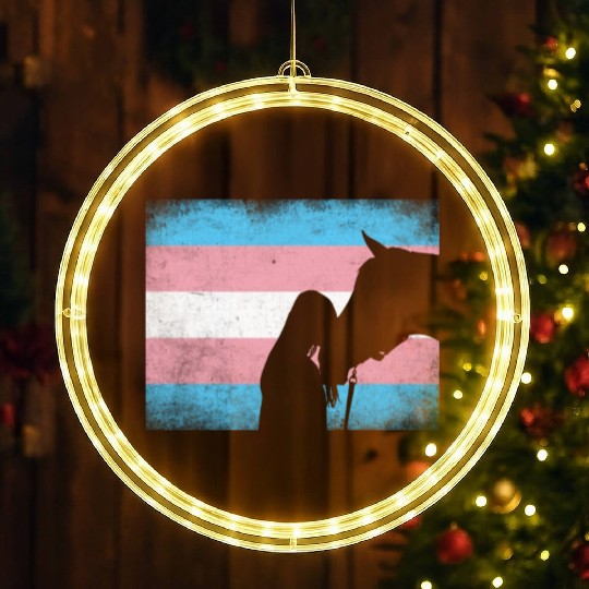 Transgender Pride Horse Rainbow LGBTQ Trans Flag LED Christmas Window Lights