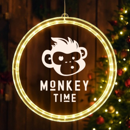 It's Monkey Time Cute Funny Monkey Face LED Christmas Window Lights