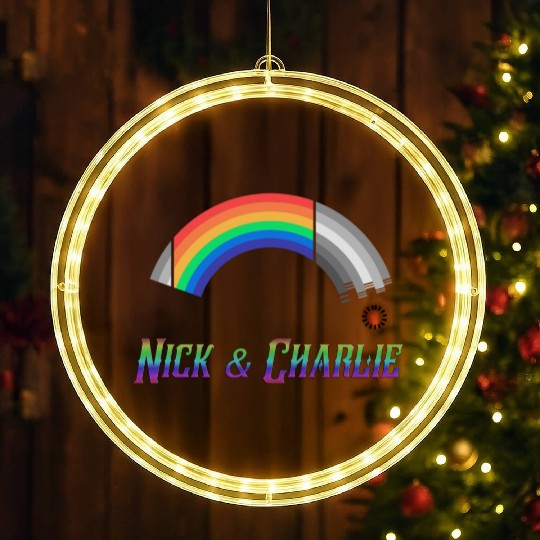 Heartstopper Rainbow LBGTQIA+ Nick and Charlie LED Christmas Window Lights