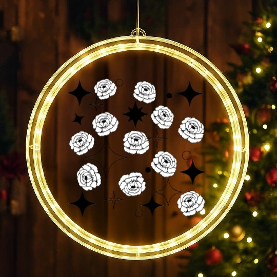 Minimalist and celestial aesthetic flower design LED Christmas Window Lights