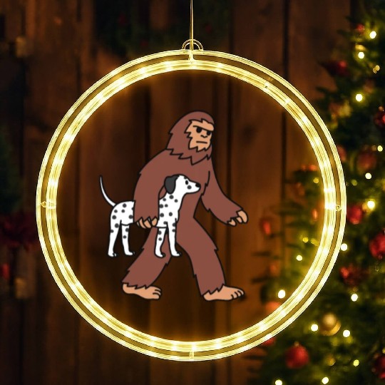 Bigfoot Sasquatch Walking Dalmatian LED Christmas Window Lights