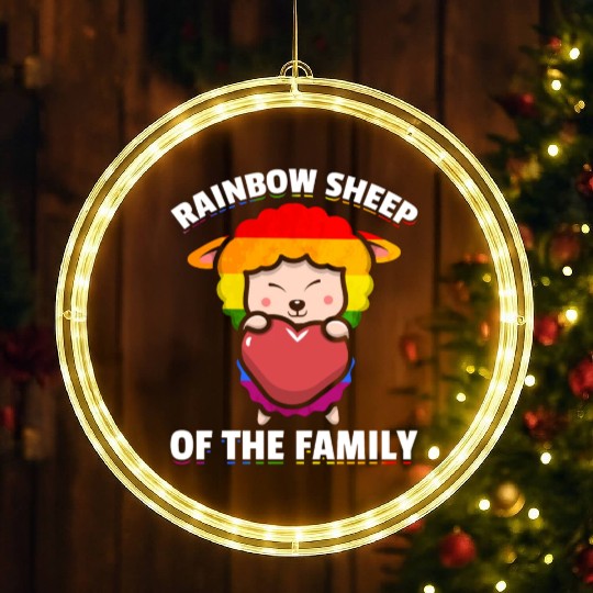 Rainbow Sheep Family Lesbian Gay Pride LED Christmas Window Lights
