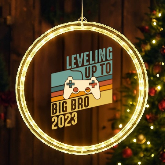 Level up Big Brother 2023 Baby Gamer Boy Baby LED Christmas Window Lights