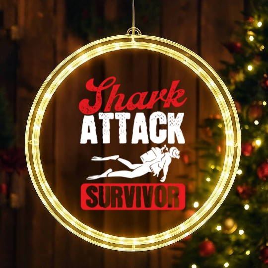 Scuba Diving Shark Attack Survivor Scuba Diver LED Christmas Window Lights