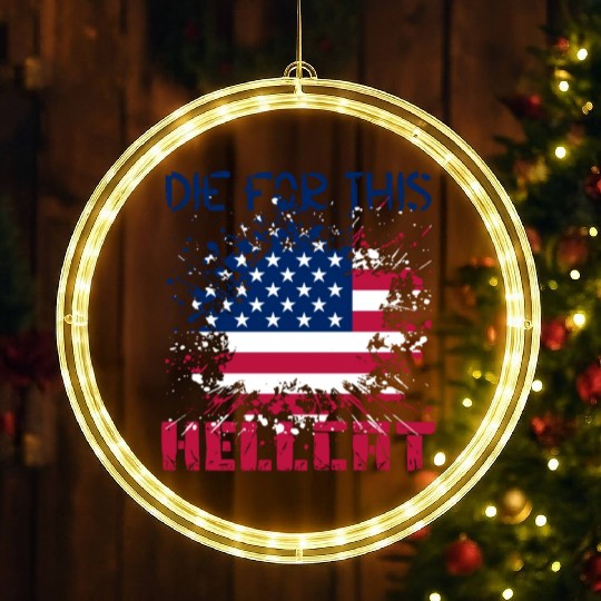Die For This Hellcat- Vintage US Flag LED Christmas Window Lights