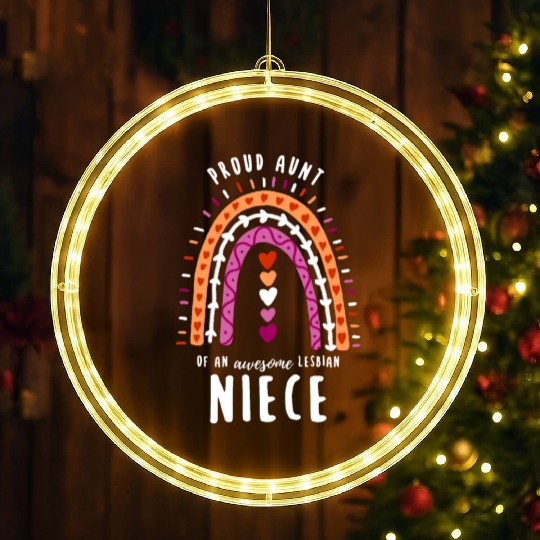 Proud Aunt Lesbian Niece Rainbow LED Christmas Window Lights