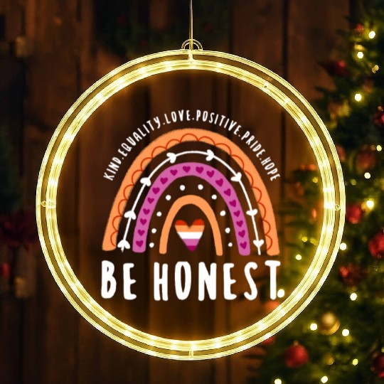 Be Honest Lesbian Pride Rainbow LED Christmas Window Lights