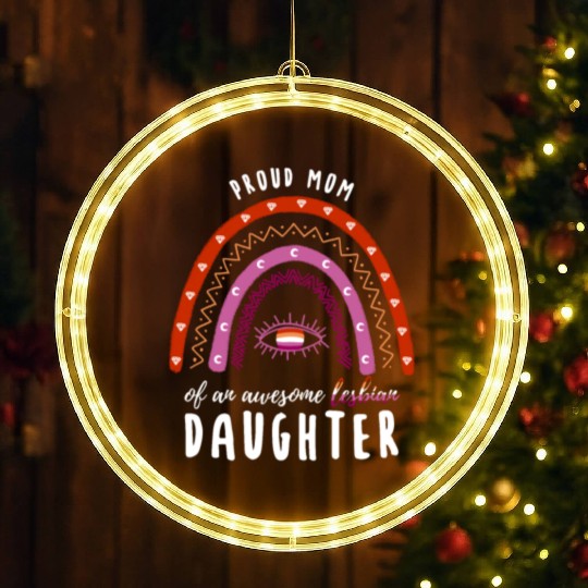 Rainbow Mom Lesbian Daughter LED Christmas Window Lights