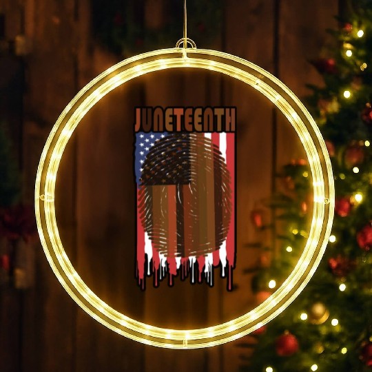 Juneteenth US Flag African American Graphic LED Christmas Window Lights