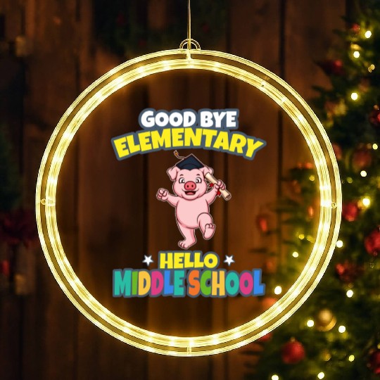 Good Bye Elementary Hello Middle School Graduation LED Christmas Window Lights