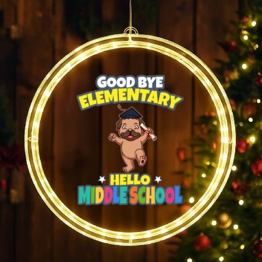 Good Bye Elementary Hello Middle School Graduation LED Christmas Window Lights