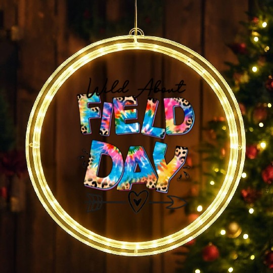 Tie dye leopard Wild About Field Day Teacher Kids LED Christmas Window Lights