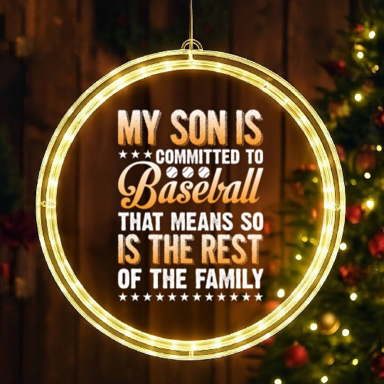 My Son Is Committed To Baseball LED Christmas Window Lights