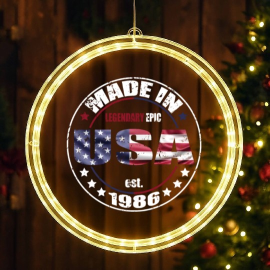 Birthday Saying Born USA 1986 LED Christmas Window Lights