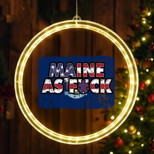 America US Flag State Flag Maine LED Christmas Window Lights
