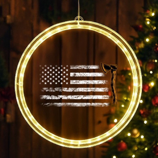 American Flag Hatchet - Funny Axe Throw Lover LED Christmas Window Lights