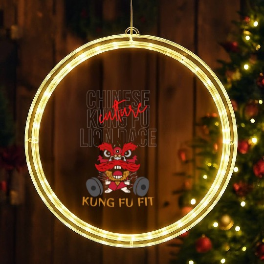 Chinese Kung Fu Lion Dance Culture LED Christmas Window Lights