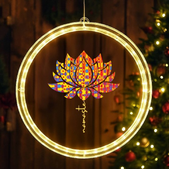 Watercolor Lotus Namaste Meditation Yoga LED Christmas Window Lights