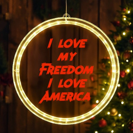 I love my freedom I love America LED Christmas Window Lights