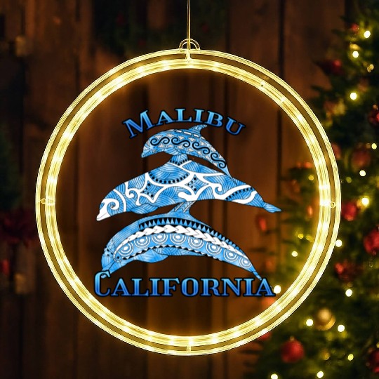 Malibu California Vacation Tribal Dolphins LED Christmas Window Lights