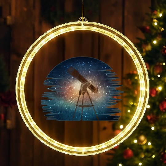 Telescope Solar System Stars Galaxy Astronomer LED Christmas Window Lights