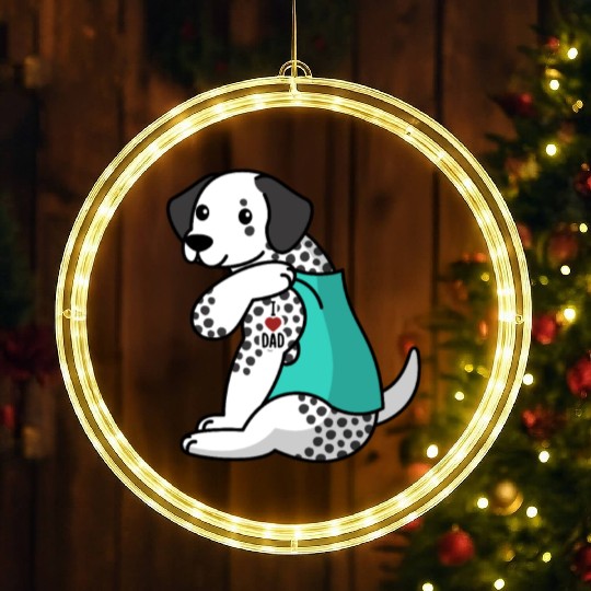 I Love Dad Dalmatian LED Christmas Window Lights
