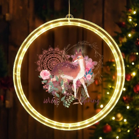 Sweet Deer In Wild Spring - 2 LED Christmas Window Lights