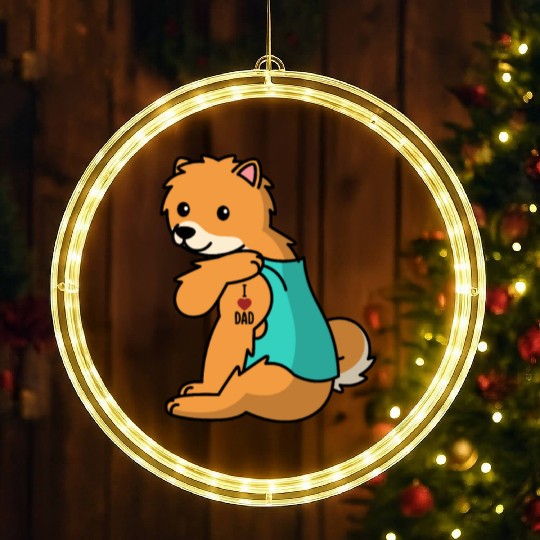 I Love Dad Pomeranian LED Christmas Window Lights
