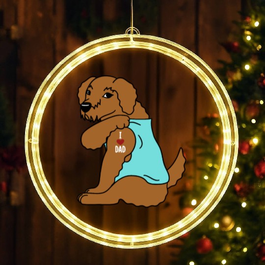 I Love Dad Goldendoodle LED Christmas Window Lights