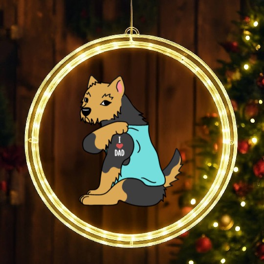 I Love Dad Yorkshire Terrier LED Christmas Window Lights
