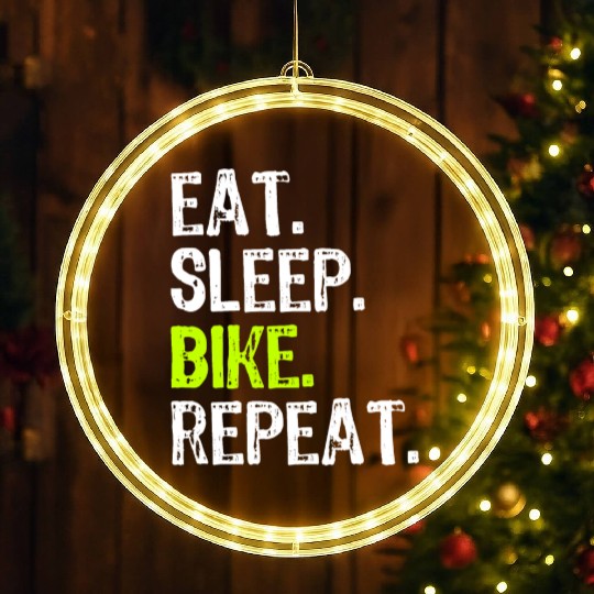Eat Sleep Bike Repeat Biking Cycling Cyclist Gift LED Christmas Window Lights